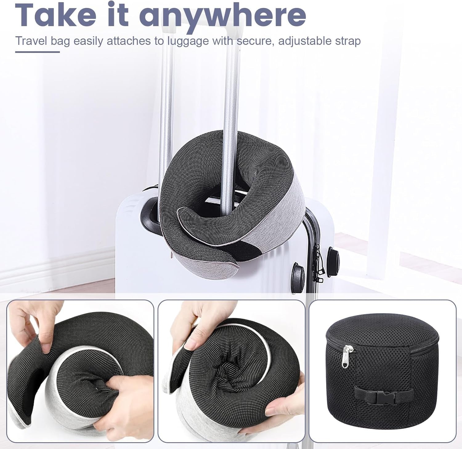 Nackenkissen aus Memory-Schaum, Reisekissen, ergonomisches Design, Nackenkissen aus Memory-Schaum mit Augenmaske, 2 Ohrstöpsel und Aufbewahrungstasche, perfekt zum Schlafen unterwegs auf Reisen, Naty Shop orthopädische Nackenkissen