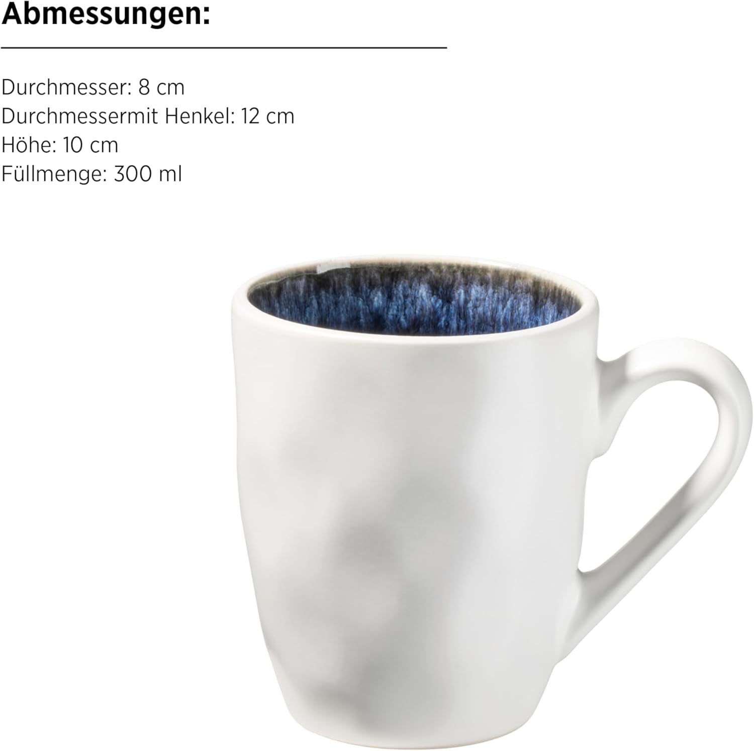 MÄSER 934092 Serie Frozen, Keramik-Geschirrset für 4 Personen, 16-teiliges Kombiservice mit organischen Formen, blau gebeiztes Service, Steinzeug, dunkelblau