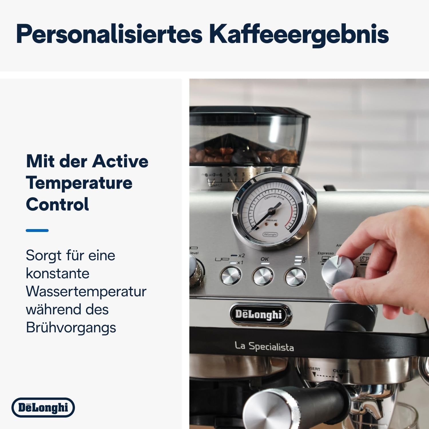De'Longhi La Specialista Arte EC9155.MB Siebträger-Espressomaschine mit Mahlwerk, 8 Mahlgradeinstellungen, 15 bar Druck, 3 Temperatureinstellungen, Milchaufschäumer, 1550 W, 1,7 l Tank, Edelstahl/Schwarz, inklusive Barista-Kit