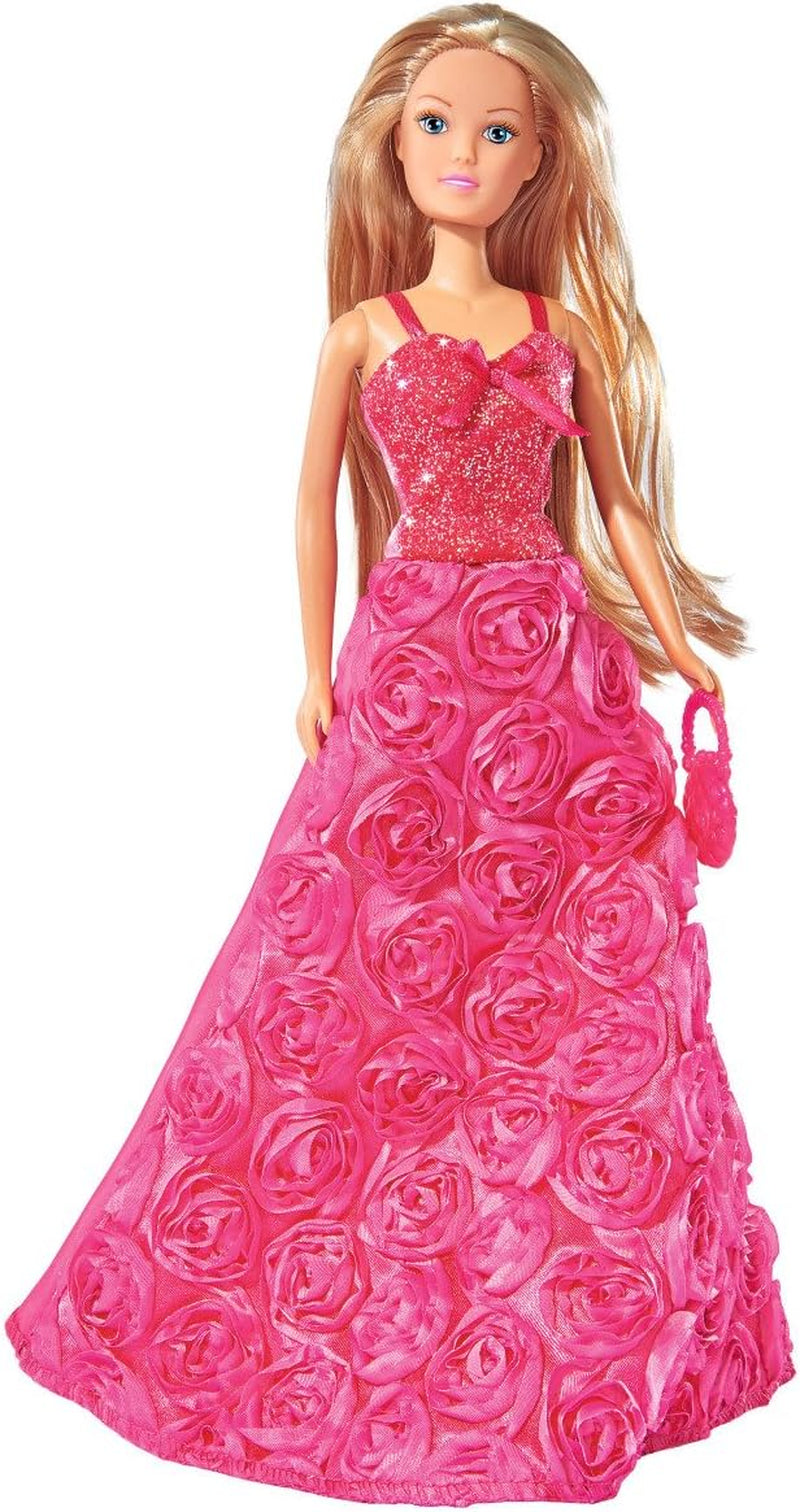 Simba 105739003 - Steffi Love Princess Gala Fashion, 2-fach sortiert, es wird nur EIN Artikel geliefert, Spielpuppe als Prinzessin im traumhaften Rosenkleid mit Handtasche, 29cm, ab 3 Jahre