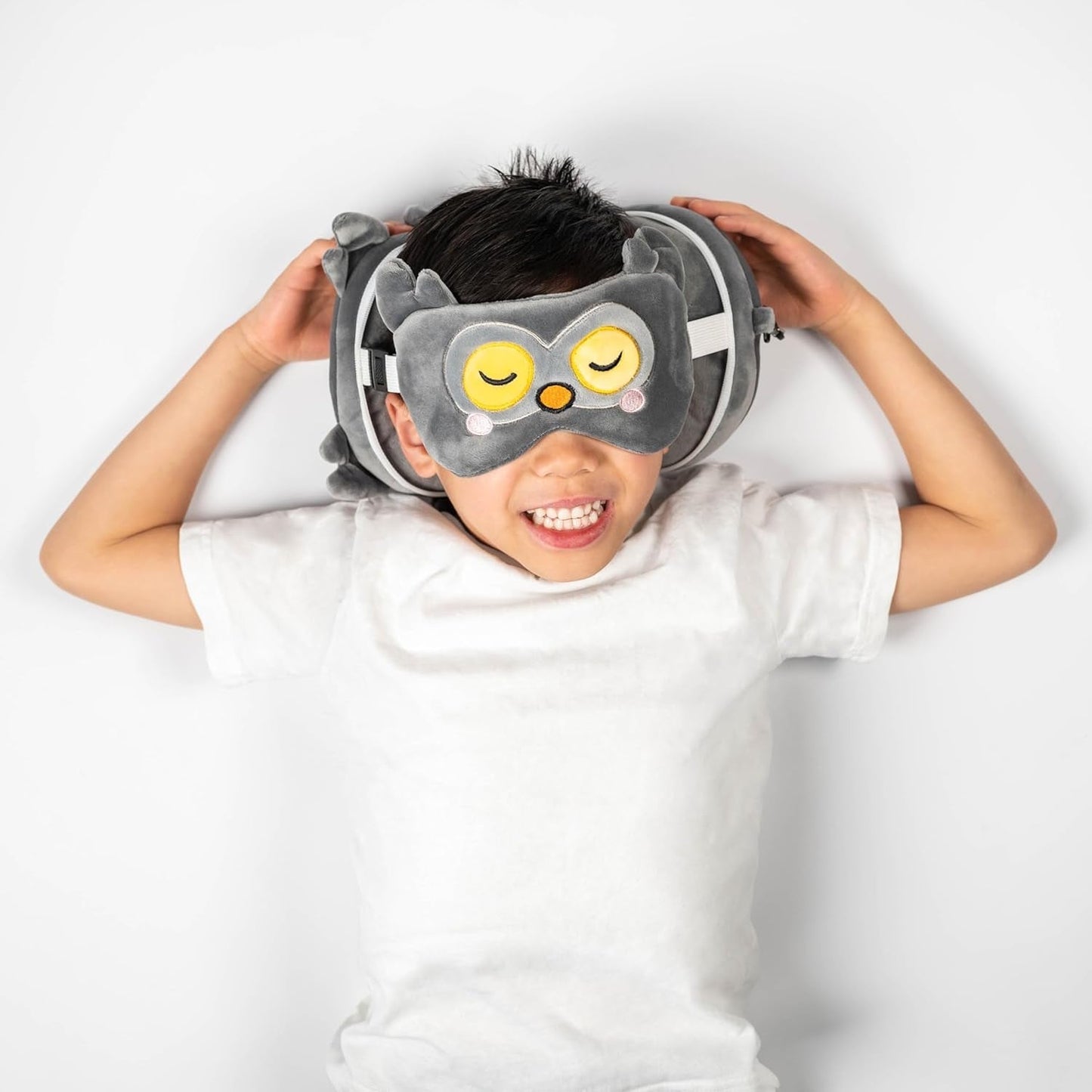 Relaxeazzz Masken-Reisekissen – Winston Owl – Reisekissen mit niedlichen Tieren, Naty Shop