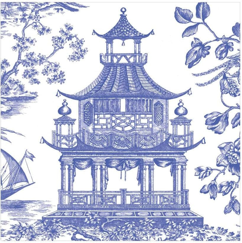 Toile Pagode Chinoiserie Lunchservietten, blau, 20 Stück pro Packung