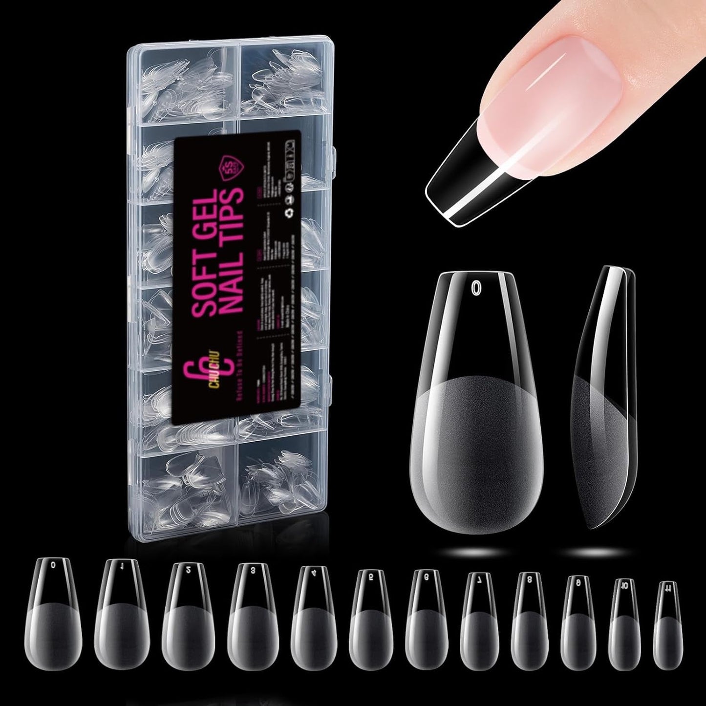 504 Stück Ballerina Medium Gel-Nageltypen: Gel-Nagelspitzen, PMMA-Kunstnägel, Nagelverlängerungen, künstliche Nägel, 12 Größen