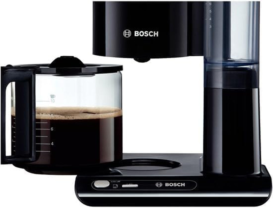 Bosch Styline TKA8013 Filter-Espressomaschine, Aromasensor, 1,25 l Aroma-Einmachglaskaraffe, 10–15 Tassen, automatische Abschaltung, Entkalkungssystem, Anti-Tropf-System, rotierender Filterhalter, 1160 W, Schwarz