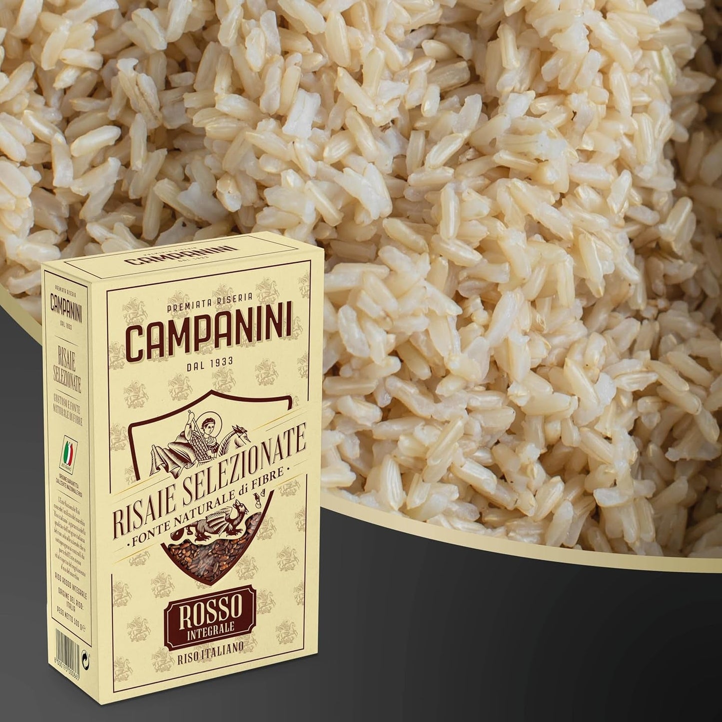 RISO ROSSO INTEGRALE Roter Reis mit Vollkorn RISERA CAMPANINI 500g aus Italien