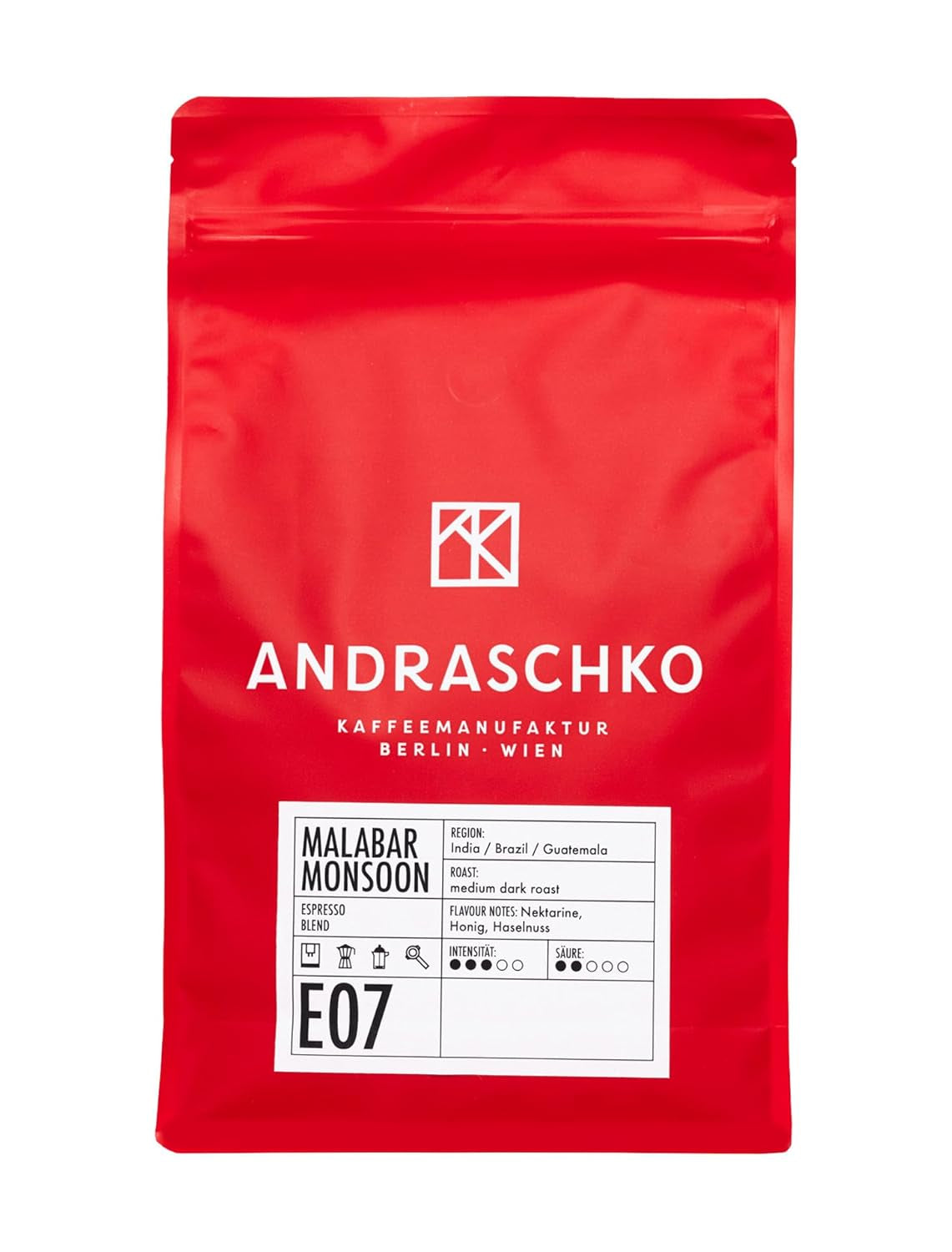 Malabar Monsoon Espresso Blend – 100 % Arabica aus Indien, Brasilien & Guatemala – säurearm & ausgefungen mit Nektarine, Honig & Haselnuss – ganze Bohnen, mitteldunkle Röstung – 1 kg