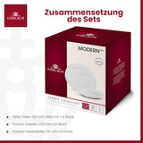 Gerlach 1760 Tafelservice - 18-teilig - Tischservice für 6 Personen - Tellerset - Modernes Porzellan, weiß