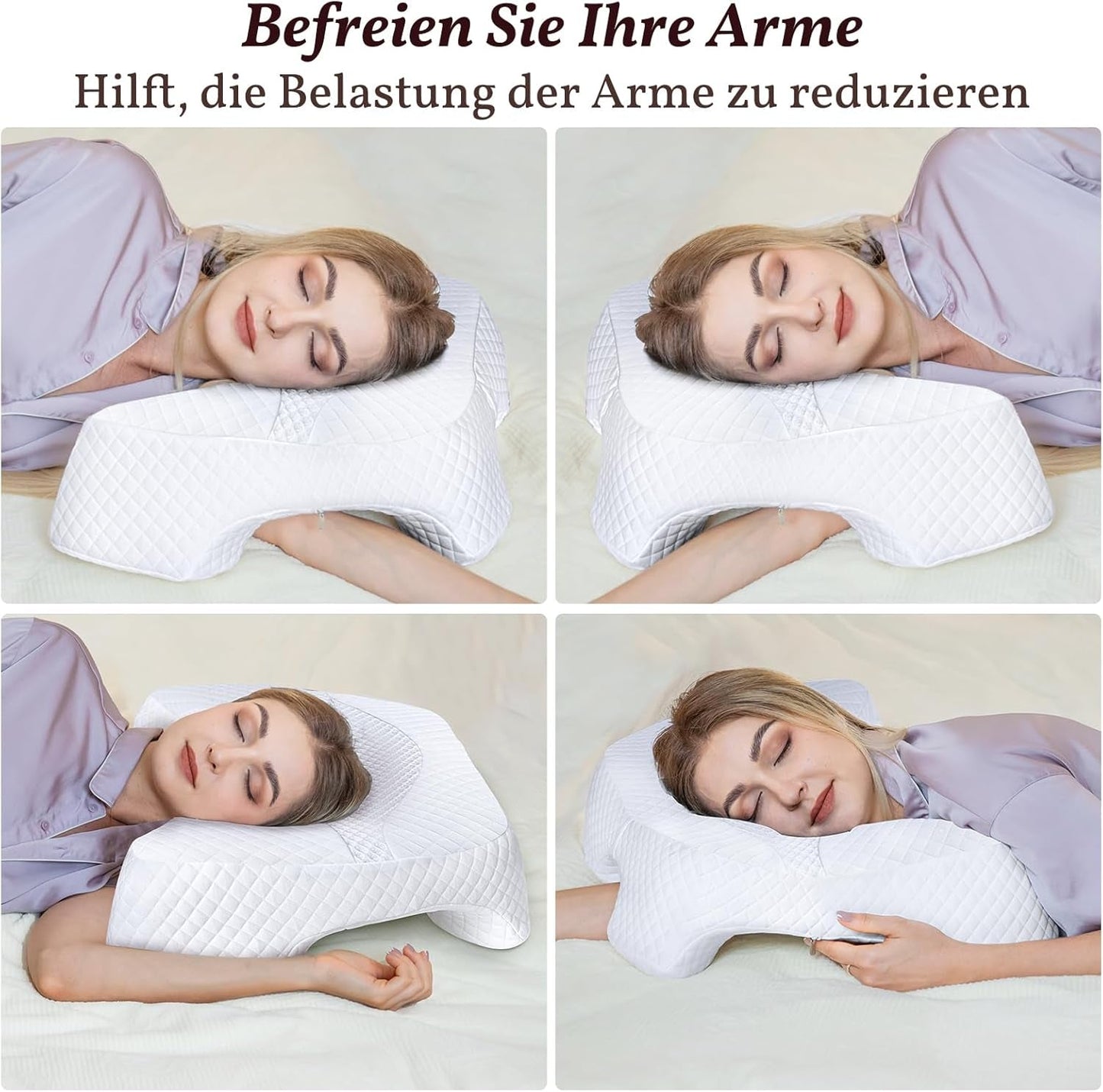 SAHEYER Seitenschläferkissen mit Arm, ergonomisches orthopädisches Kissen, Nacken- und Schulterkissen aus Memory-Schaum, Nackenkissen mit mehreren Winkelarmen für viele Schlafpositionen (weiß) Zervikale orthopädische Kissen Naty Shop