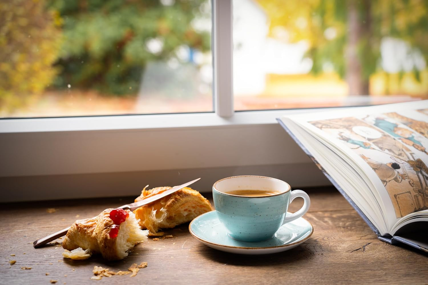 Creatable 34042 Vintage Nature Aqua Serie 8-teiliges Tafelservice für 4 Personen, Kaffeetassen-Set aus Porzellan, spülmaschinen- und mikrowellengeeignet, hergestellt in Europa