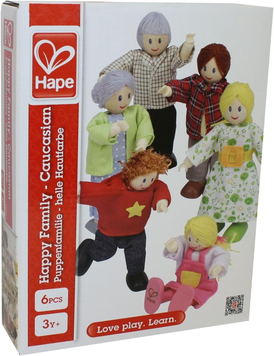 Hape E3401 Vier-Jahreszeiten-Haus, möbliert und E3500 – Puppenfamilie, helle Haut