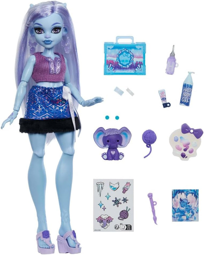 Monster High Self-Scare Secrets Abbey Bominable Puppen- und Zubehörset mit 13 realistischen Überraschungen wie Henna, Zeichnungen und Häkeln JHK44