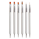 6 Stück Doppel-Ende Nagel Pinsel, Nageldesign Pinsel, Doppel-Ende Nail Art Pinsel Kit Professionelle Maniküre Werkzeuge Kit (Schwarz)