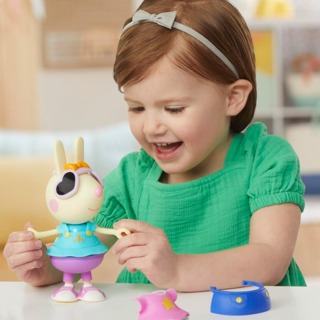 Peppa Wutz Luisa Löffel – lustige Anziehfigur, 15 cm große Mädchenpuppe mit Anziehzubehör und Kleidung, interaktives Spielzeugset für Kleinkinder ab 3 Jahren