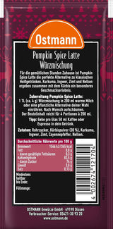 Ostmann Gewürze – Pumpkin Spice Latte Würzmischung, zum Einrühren in Milch mit Kaffee oder Espresso, mit Kürbispulver, 16 g im Beutel (Verpackungsdesign kann abweichen)