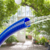 TATAY Blue Line Gartenschlauchset 25 Meter Ø3/4" 19mm, 3 Lagen, hergestellt in Spanien, Widerstand 20 bar und +60°/-20°, geflochten, cadmium- und bleifrei, BPA-frei, Anti-UV. Blaue Farbe.