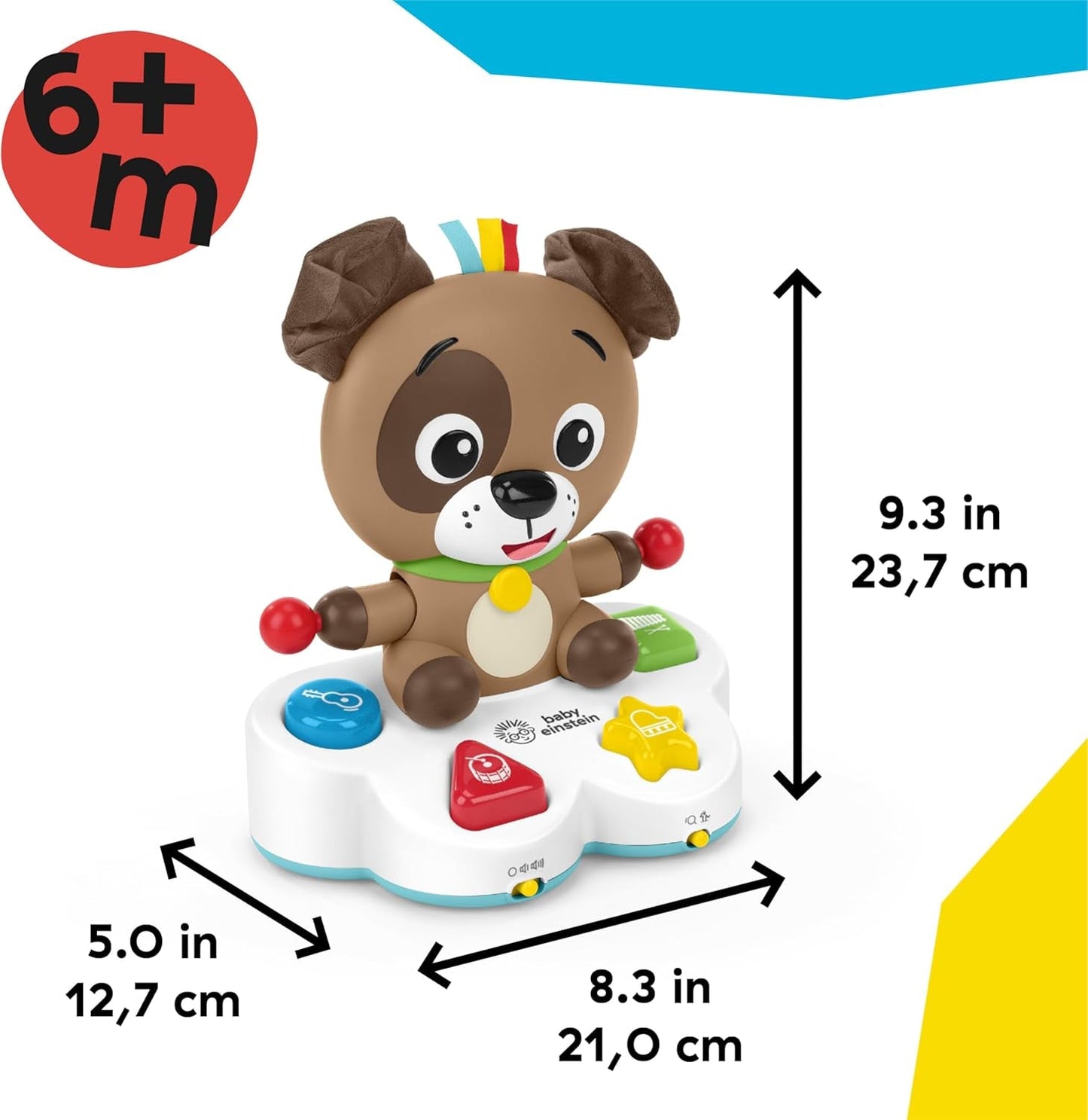 Baby Einstein, Drum & Learn Dean Musikalisches Lernspielzeug – Multisensorisches Babyspielzeug, 2 Spielmodi, Farben, Formen und Instrumente, über 50 Geräusche, ab 6 Monaten Babyspielzeug Naty Shop