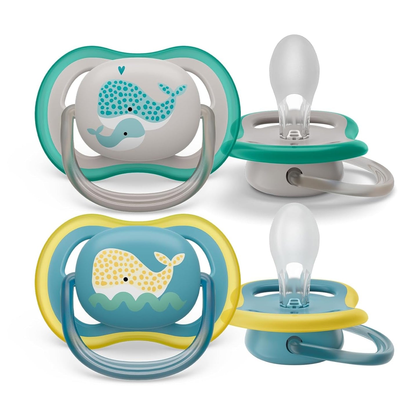 Philips Avent Ultra Air Schnuller – Set mit 2 BPA-freien, atmungsaktiven Schnullern für Babys ab 18 Monaten, inklusive Tragetasche und Sterilisation, Whale/Whale (Modell SCF349/24)