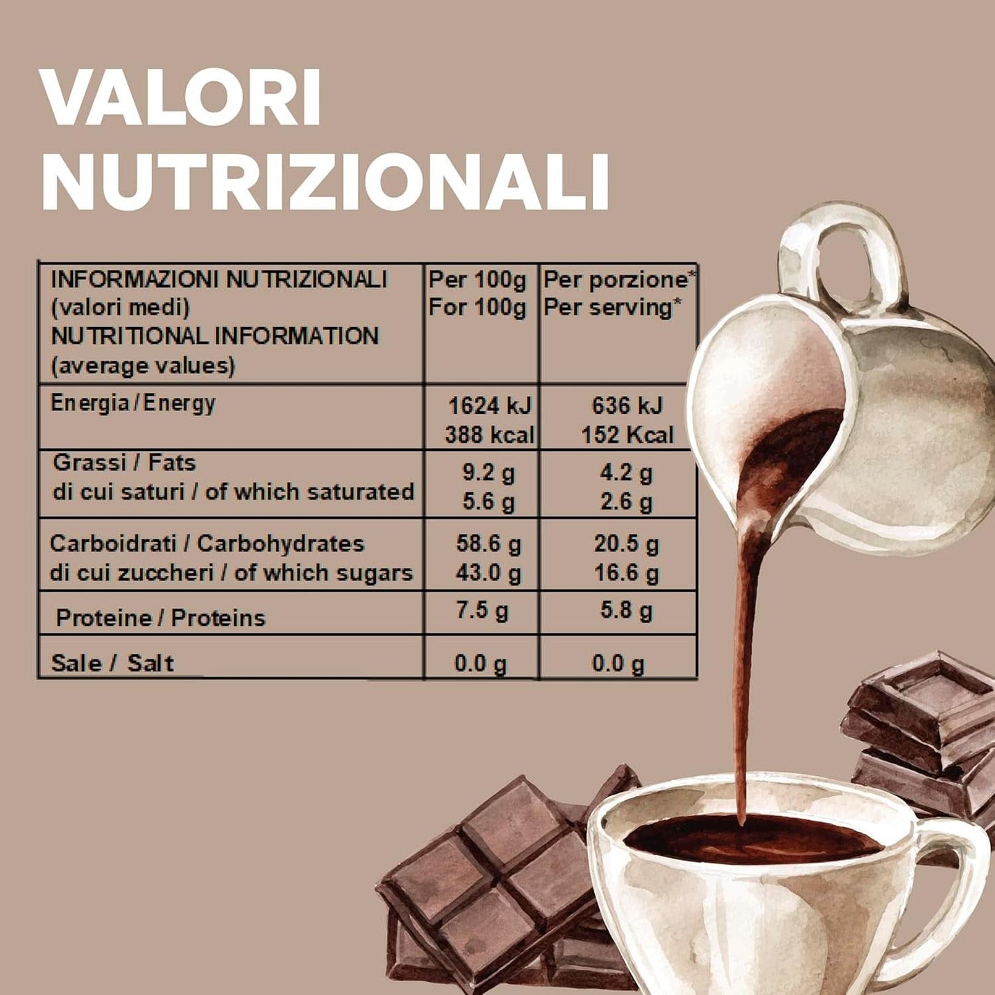 Italienische heiße Schokolade Cortina TART BITTER SCHOKOLADE, 15 Beutel x 30 Gramm Kakao und heiße Schokolade Naty Shop