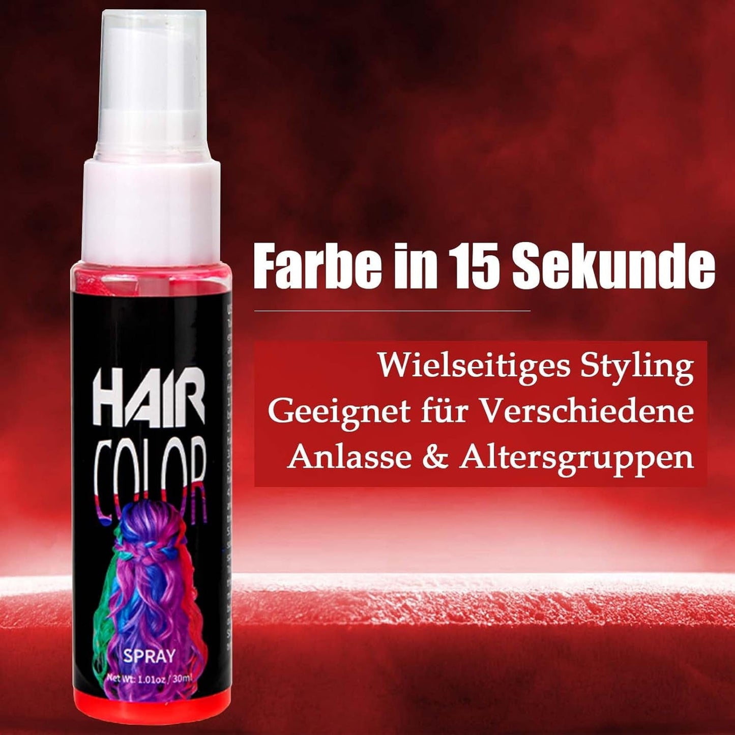 Haarspray-Farbe, temporäre rote Spray-Haarfarbe, farbige rote Haarfarbe, waschbare Haarfarbe, lebendiges rotes Haarfarbspray, sofortige Haarfarbe, Karnevals-Haarfarbe, Halloween, Cosplay, Party-Haarfarbe Naty Shop