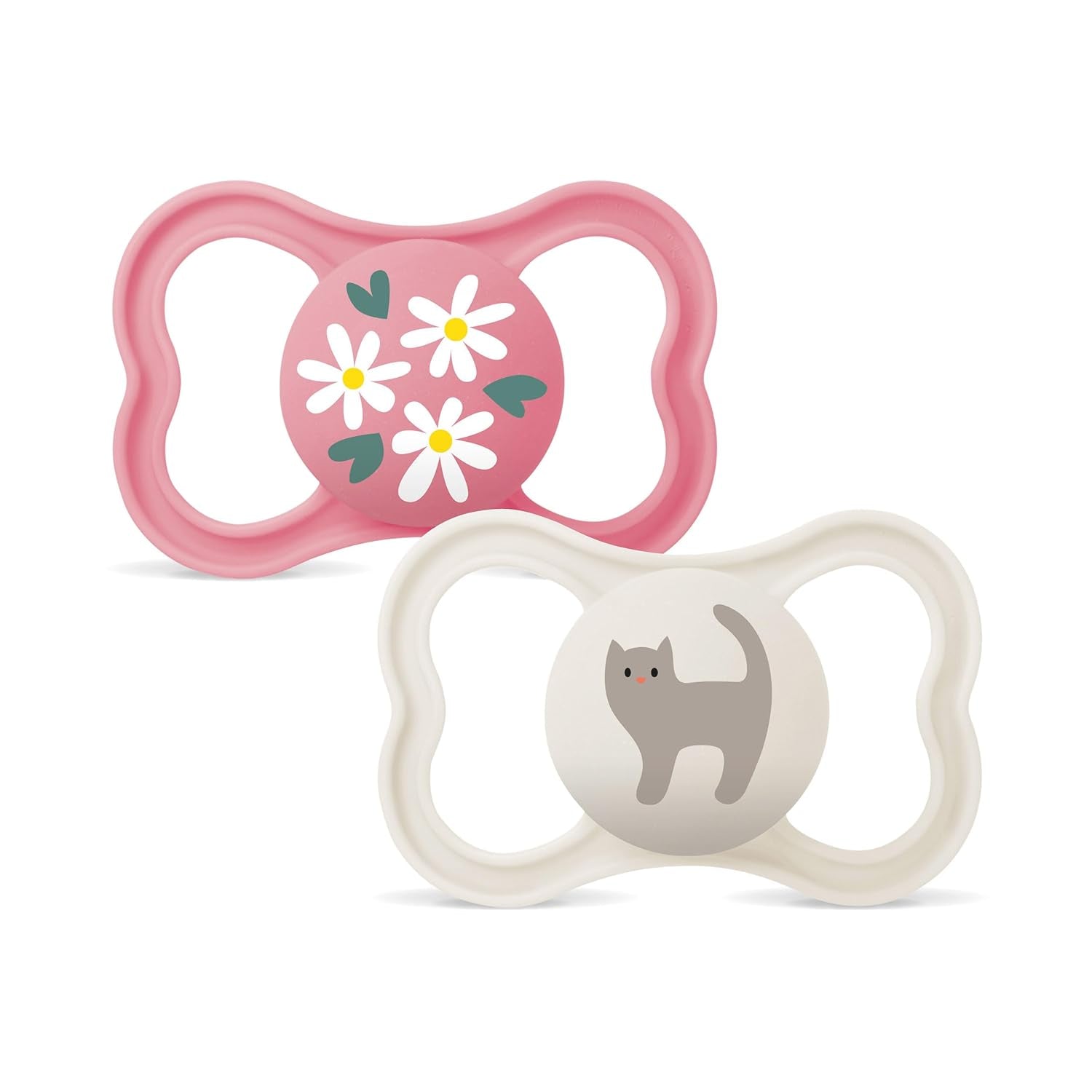 MAM Air Silikon-Schnuller, 2er-Pack, extra leichtes und luftiges Design, zahnfreundlicher Baby-Schnuller aus MAM SkinSoft-Spezialsilikon, mit Schnullerbox, 6-16 Monate, Bär/Nashorn