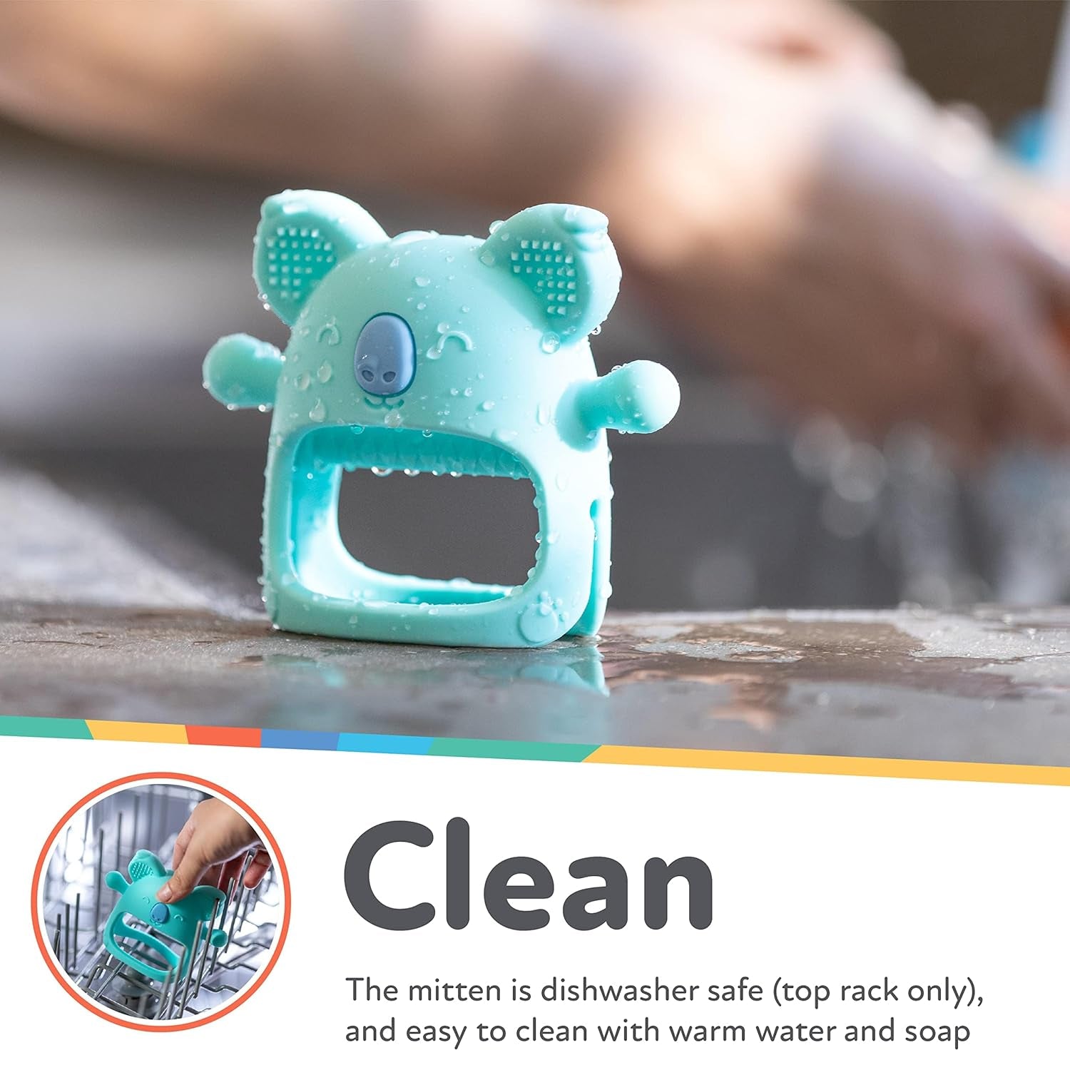 Nuby – Silikon-Zahnhandschuh, BPA-frei, Blue Koala, ab 3 Monaten
