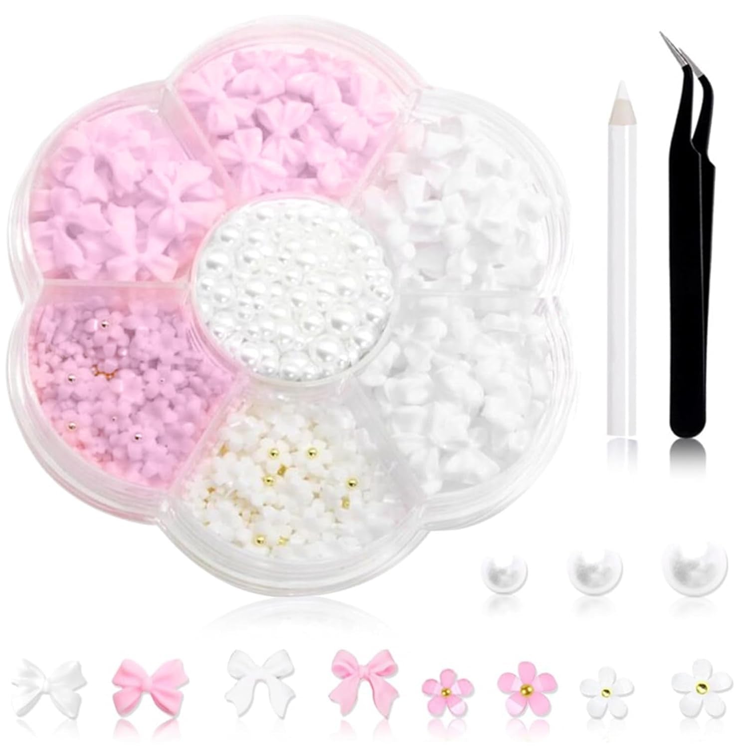1 Karton Nail Art Charms, 3D Flowers Nagelkunst Charms, Acryl Blumen Nagel Strass Mit Ornamenten, Nagel Edelsteine, Nagel Zubehör Für Mädchen, Nagelkunst Dekoration, DIY Handwerk Nagel Design