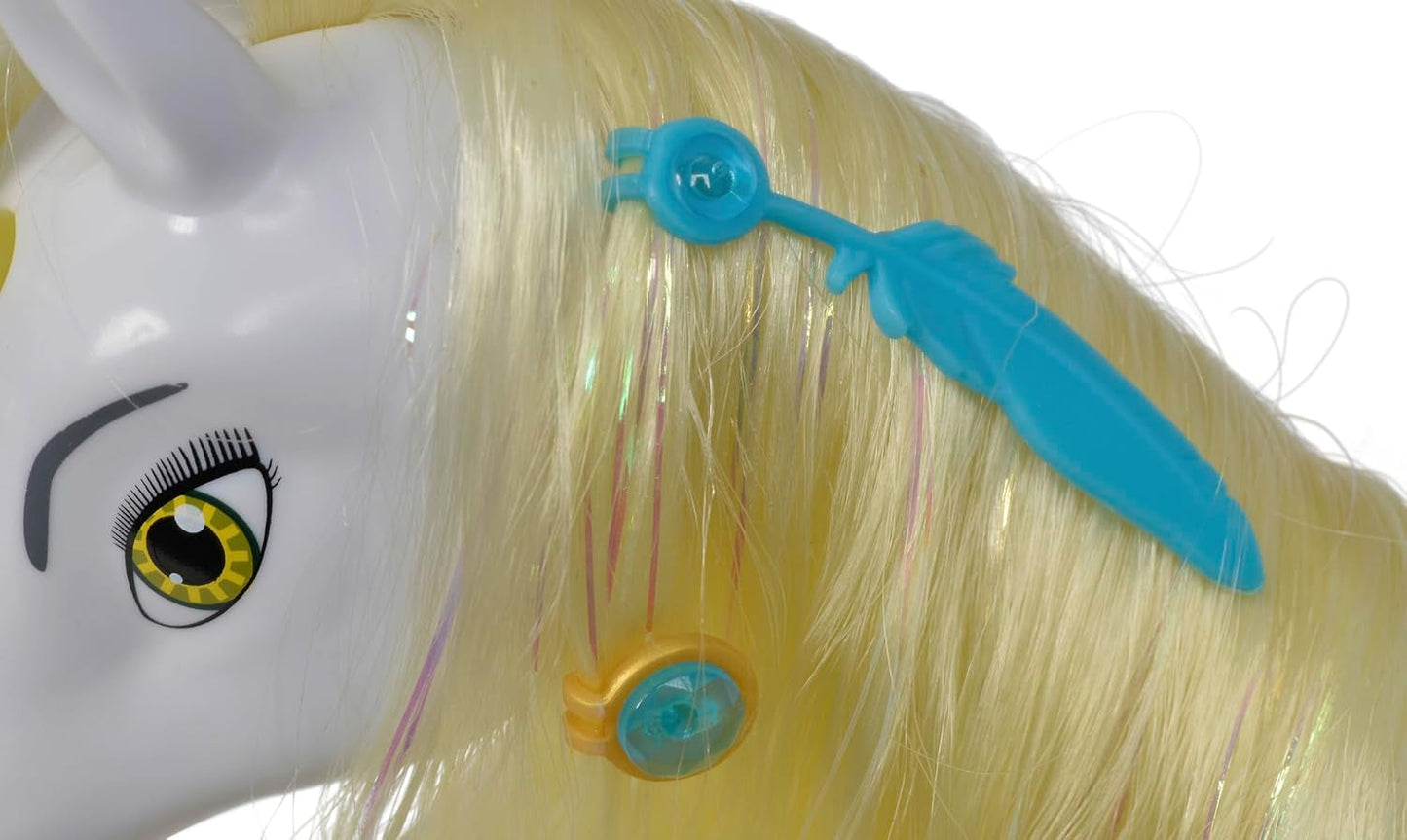 Simba 109480093 – Mia and Me Einhorn Onchao, mit beweglichen Flügeln, Haarspangen, Stylingbürste, Spielzeugpferd, Pony, Centopia, ab 3 Jahren, Pink