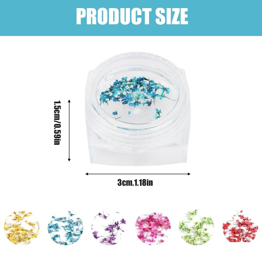 EYVRPAU 6 Stück Nail Art Flowers Set Dekoration, Gelnägel Zubehör 6 Farben, Nail Art Aufkleber Trockene Blumen Kit Getrocknete Blumen Zubehör Set DIY Nageldekoration
