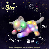 LED-Musik-Plüschkatze, leichtes singendes Spielzeug, Katzenmutter mit 3 Kätzchen im Bauch, animiertes Schlaflied, beruhigendes Spielzeug für Mütter, Kinder, kleine Mädchen, Regenbogen, 45 cm