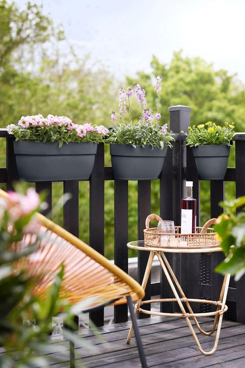 elho Vibia Campana Easy Hanger M 36 – Topf für Balkon und Außenbereich – Ø 36,0 x H 26,5 cm – Schwarz/Anthrazit