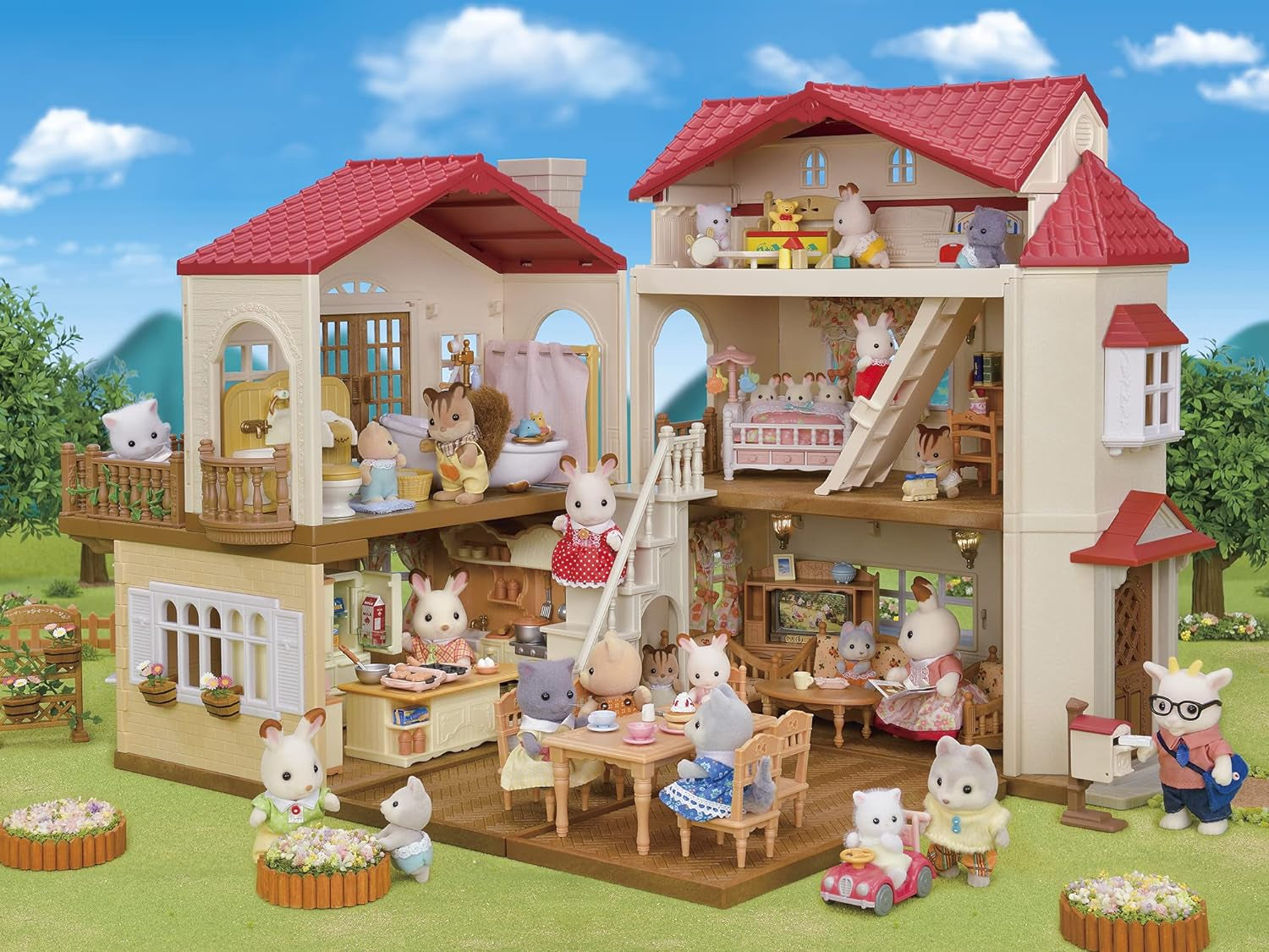 5716 Stadthaus mit Dachboden – Puppenhaus & – 5340 – Landhaus-Wohnzimmer NEU Kunststoff klein mehrfarbig