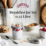Kilner Frühstücksglas mit Löffel / 350 ml, Ø 9,5 cm / 5 Stück | Müslibecher zum Mitnehmen / ungiftig / Glasbehälter mit Deckel für Müsli, Porridge und Joghurt / Overnight-Oats-Behälter Naty Shop Lebensmittelaufbewahrungsboxen