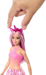 Barbie-Einhornpuppen mit bunten Fantasiehaaren, Farbverlaufsoutfits und Fantasieaccessoires rund um das Thema Einhorn, HRR13 Naty Shop Dolls