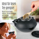 Lumaland 8-teiliges Teeservice | 1,4 Liter Tetsubin-Teekanne aus Gusseisen | Gusseisenheizung | 2 Teetassen und 2 Untertassen | Japanisches Teeservice inklusive Messlöffel aus Bambus und Teesieb aus Edelstahl