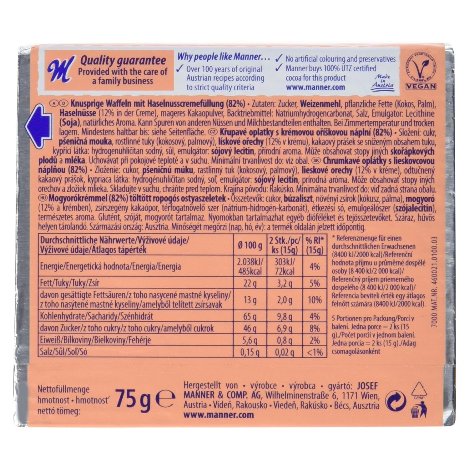 Neapolitanische Waffeln, 75 g