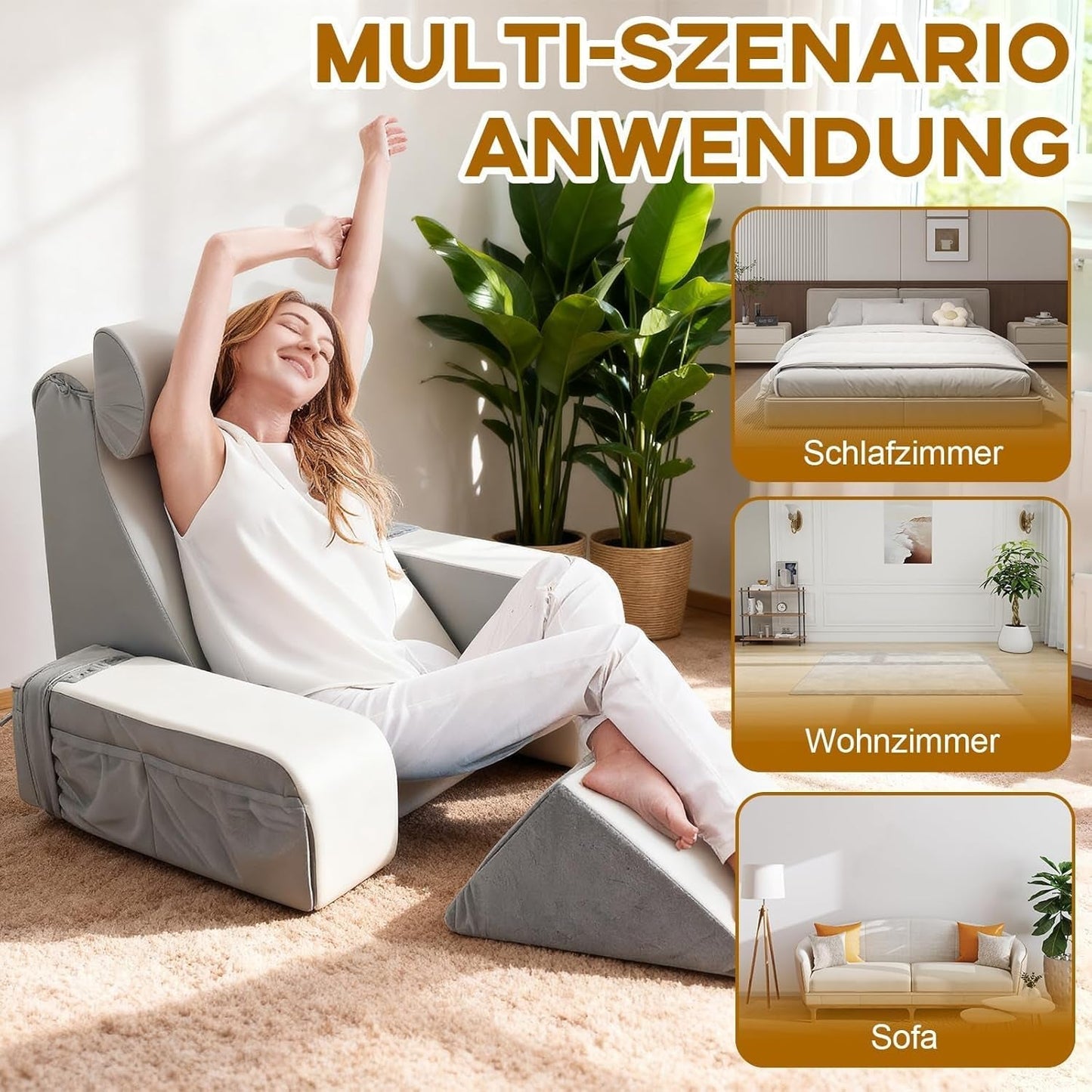 Lesekissen mit abnehmbarer Nackenstütze und Armlehne, bequemes und leichtes Rückenkissen für Bett und Couch, Rückenkissen für Erwachsene, Memory-Schaum-Rückenlehne zum Lesen, Fernsehen und Videospielen