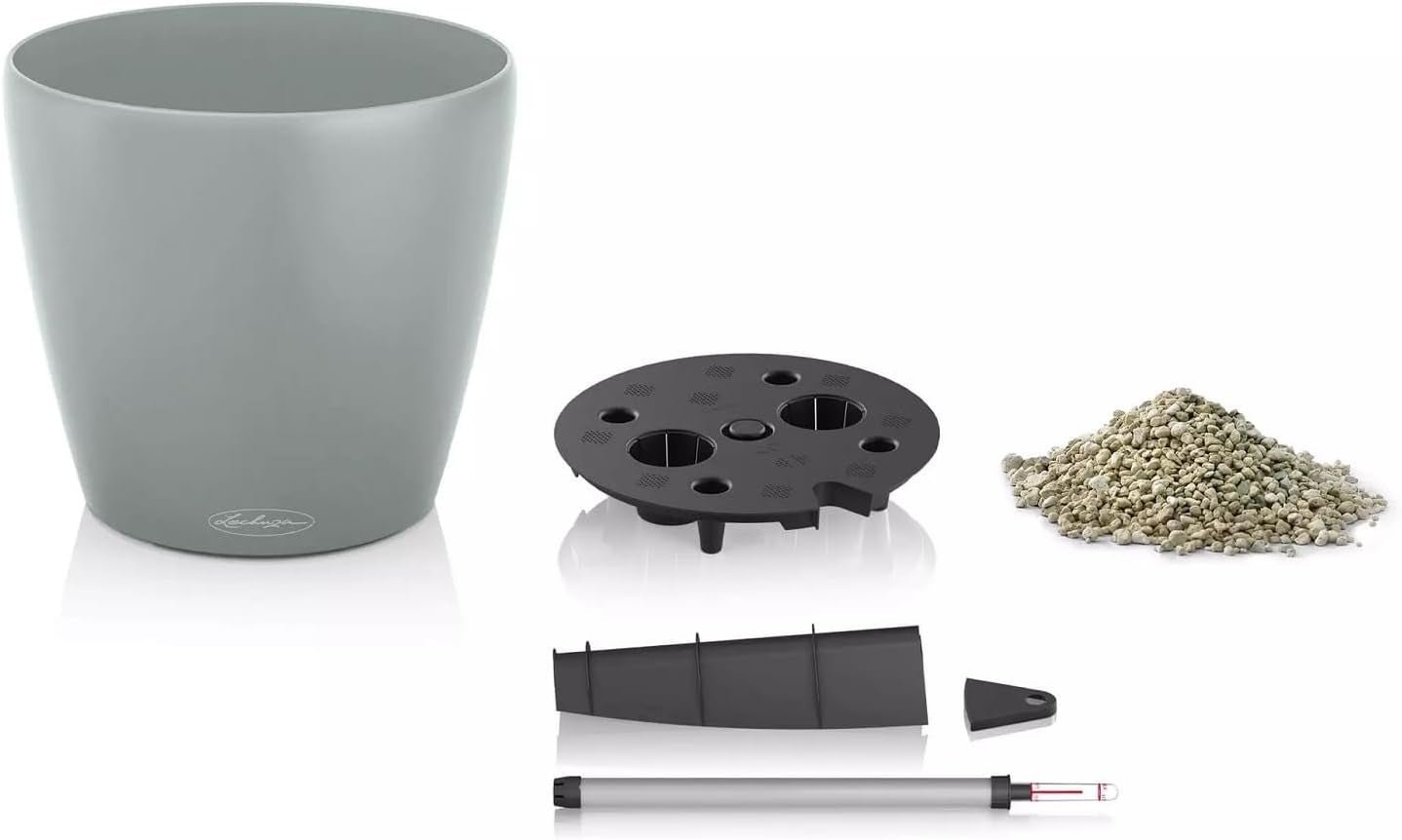 Pflanzgefäß LECHUZA Classico Color ECO 35 Dunkelgrau | Pflanzgefäß mit Bewässerungssystem und Wasserstandsanzeige | Hergestellt aus 100 % recyceltem Kunststoff | Mattes Finish | Ø 34,5 x 32,5 cm | 18935