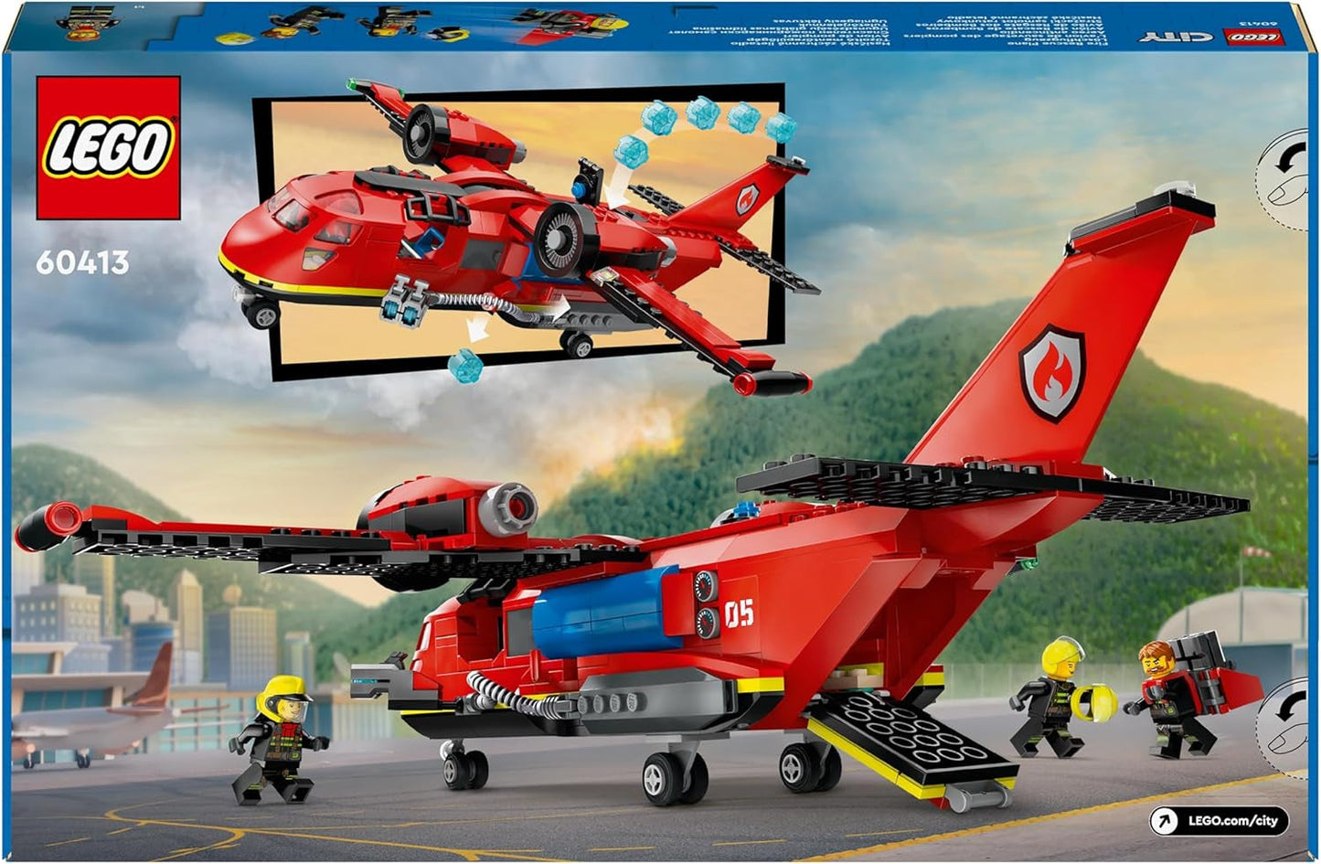 LEGO City Feuerwehrflugzeug, Kinderspielzeug-Flugzeug-Feuerwehrset, Bauset mit 3 Feuerwehrfiguren und Feuerdekoration, tolle Geschenkidee für Jungen und Mädchen ab 6 Jahren 60413 Bausets Besuchen Sie den LEGO-Store