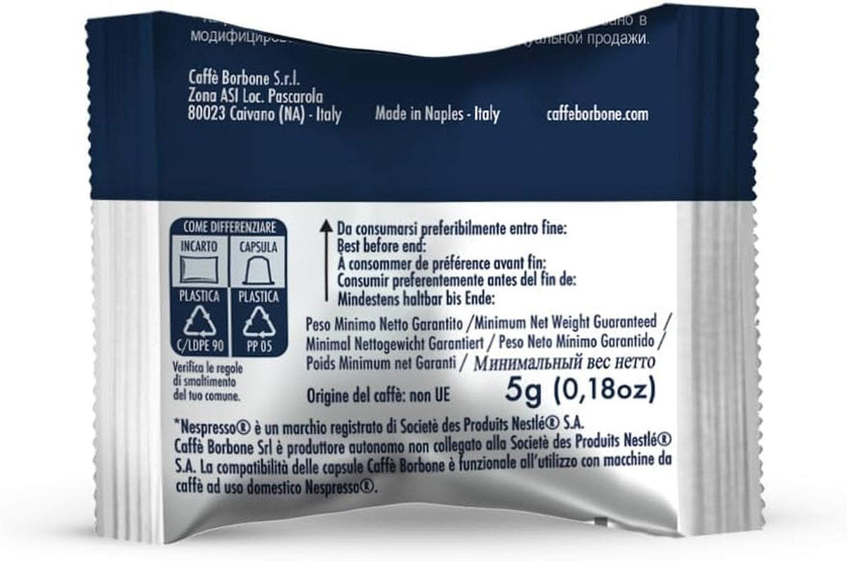 Caffè Borbone Respresso, leichte Kaffeemischung, 50 % weniger Koffein als die blaue Mischung – 50 Kapseln – kompatibel mit Nespresso®* Haushalts-Espressomaschinen