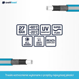 Cellfast Ideal Gartenschlauch-Set, robust, flexibel, 4-lagig, Sprinkler, UV- und algenbeständig, Reach-Technologie, 27 bar, -20/+60° kurzfristig, 1/2 Zoll, 20 m