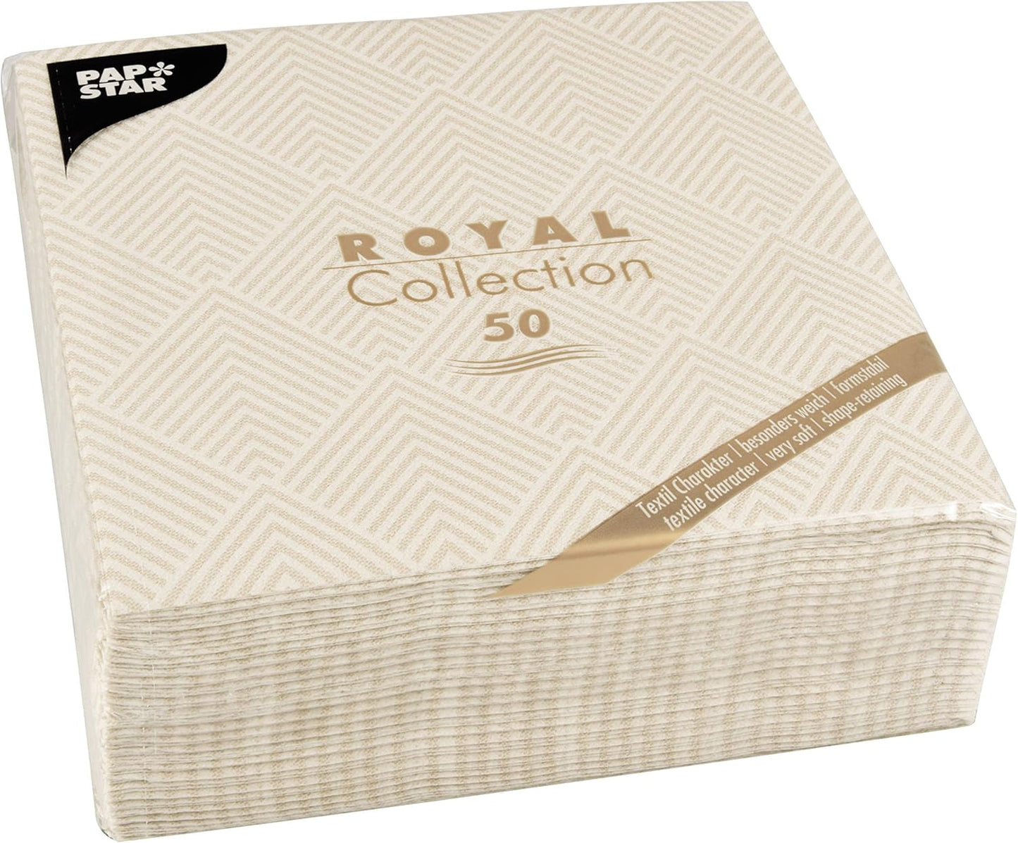 Papstar, 50 Servietten „ROYAL Collection“ 1/4 Falz 40 cm x 40 cm Champagner „Elegance“, #86497