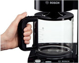 Bosch Styline TKA8013 Filter-Espressomaschine, Aromasensor, 1,25 l Aroma-Einmachglaskaraffe, 10–15 Tassen, automatische Abschaltung, Entkalkungssystem, Anti-Tropf-System, rotierender Filterhalter, 1160 W, Schwarz