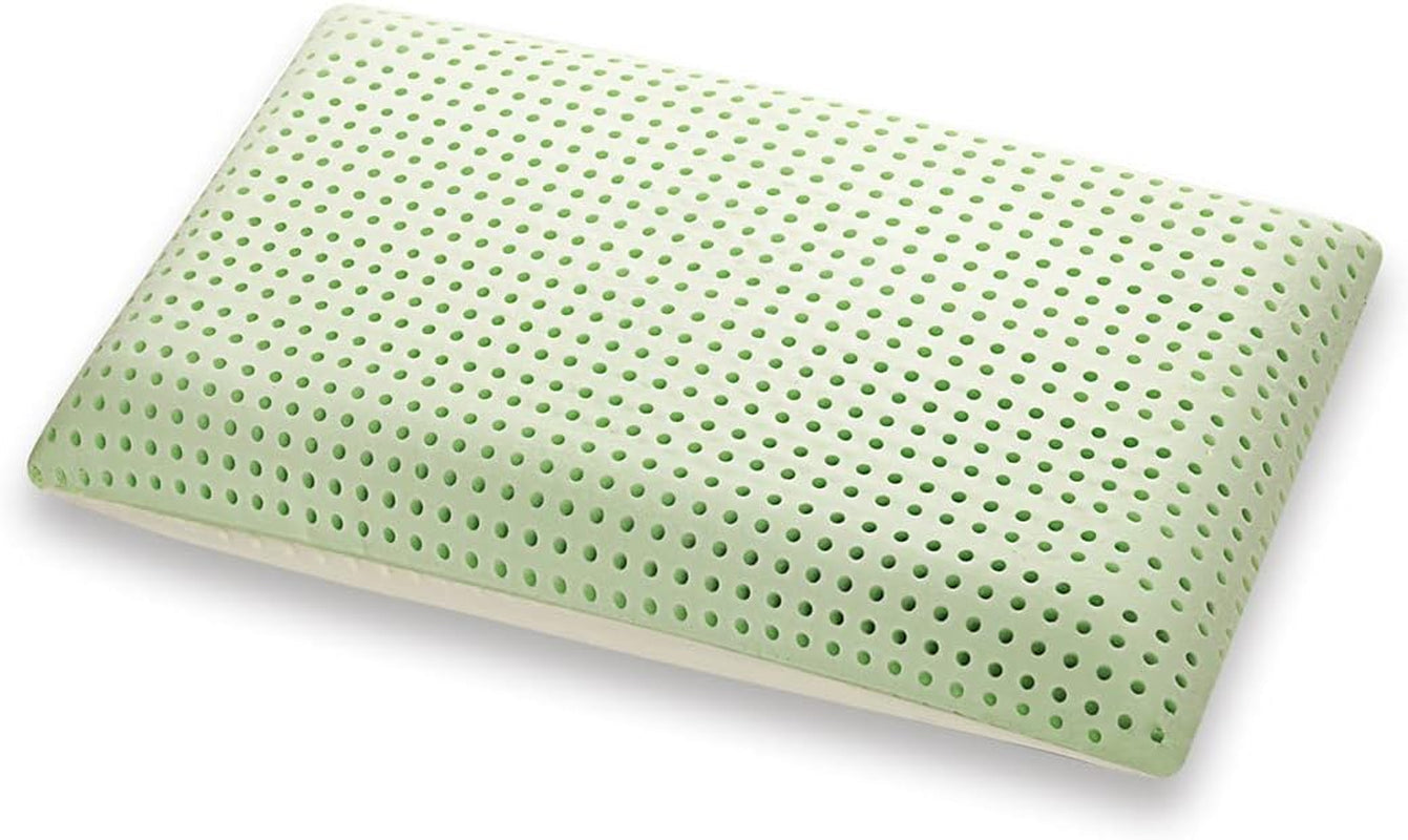 Orthopädisches Nackenstützkissen – Bio-Aloe – Viskoelastisches Kissen mit Aloe Vera, 14 cm Höhe, Bezug aus 100 % Baumwolle, Visco-Kissen – Memory-Schaum-Kissen – hergestellt in Italien, Naty Shop Standard-Kissen, 1 Stück (1 Packung)