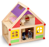 Marionetten-Holzspielzeug – Puppenhaus aus Holz mit Möbeln und Puppen – 11 Stück Puppenhäuser Naty Shop