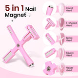 SUPWEE 5-in-1-Nagelmagnet-Werkzeug, rosa Katzenaugen-Magnet für Nägel, Multifunktions-Magnetstift, DIY Magic 3D-Magnetstift-Set, Nagelkunst-Magnetstift für Nagelkunst, Diy-Zubehör