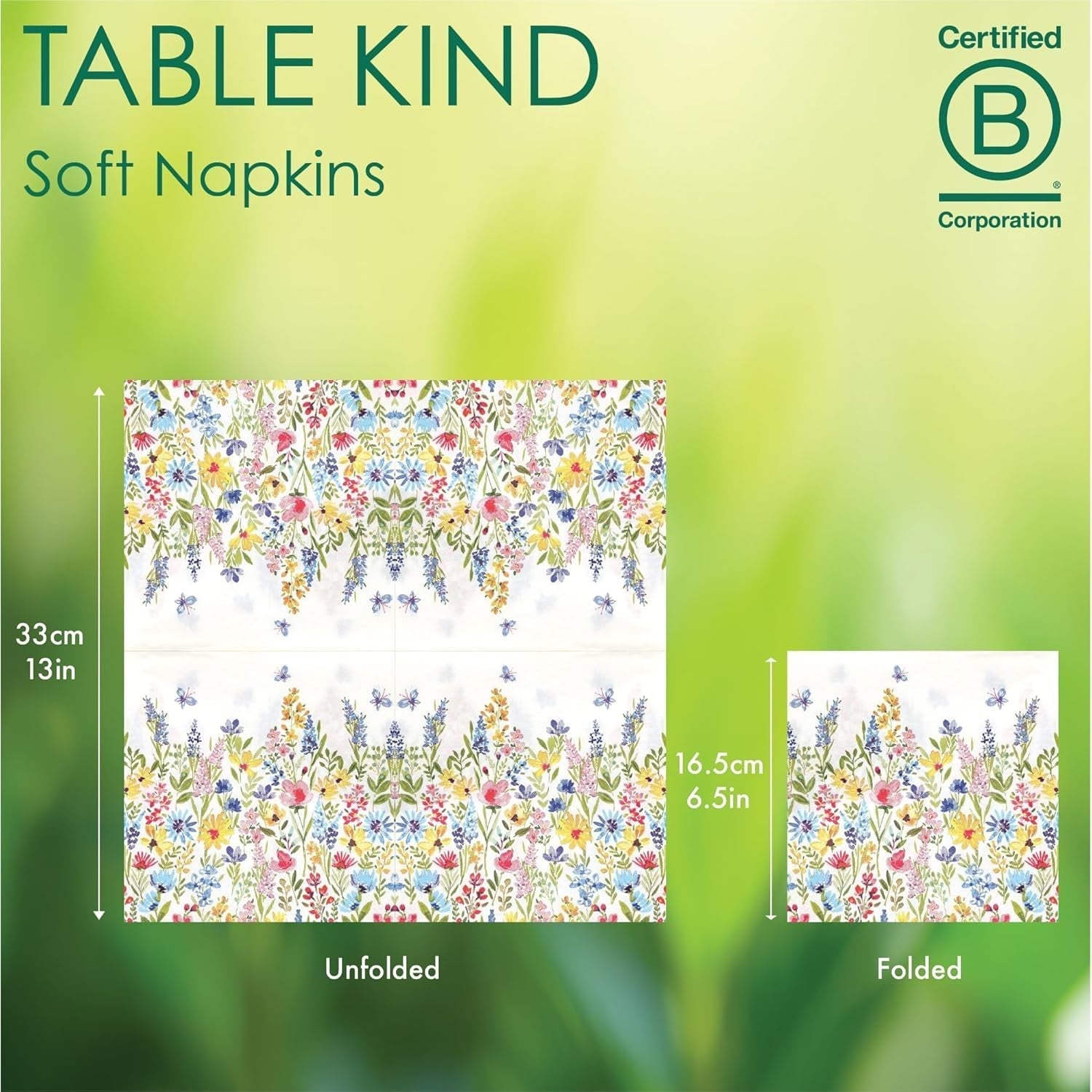 Talking Tables Table Kind Einwegservietten, weiche Papierservietten, Einwegservietten mit Blumenmuster, für Hochzeiten oder den täglichen Gebrauch, umweltfreundlich, kompostierbar, recycelbar