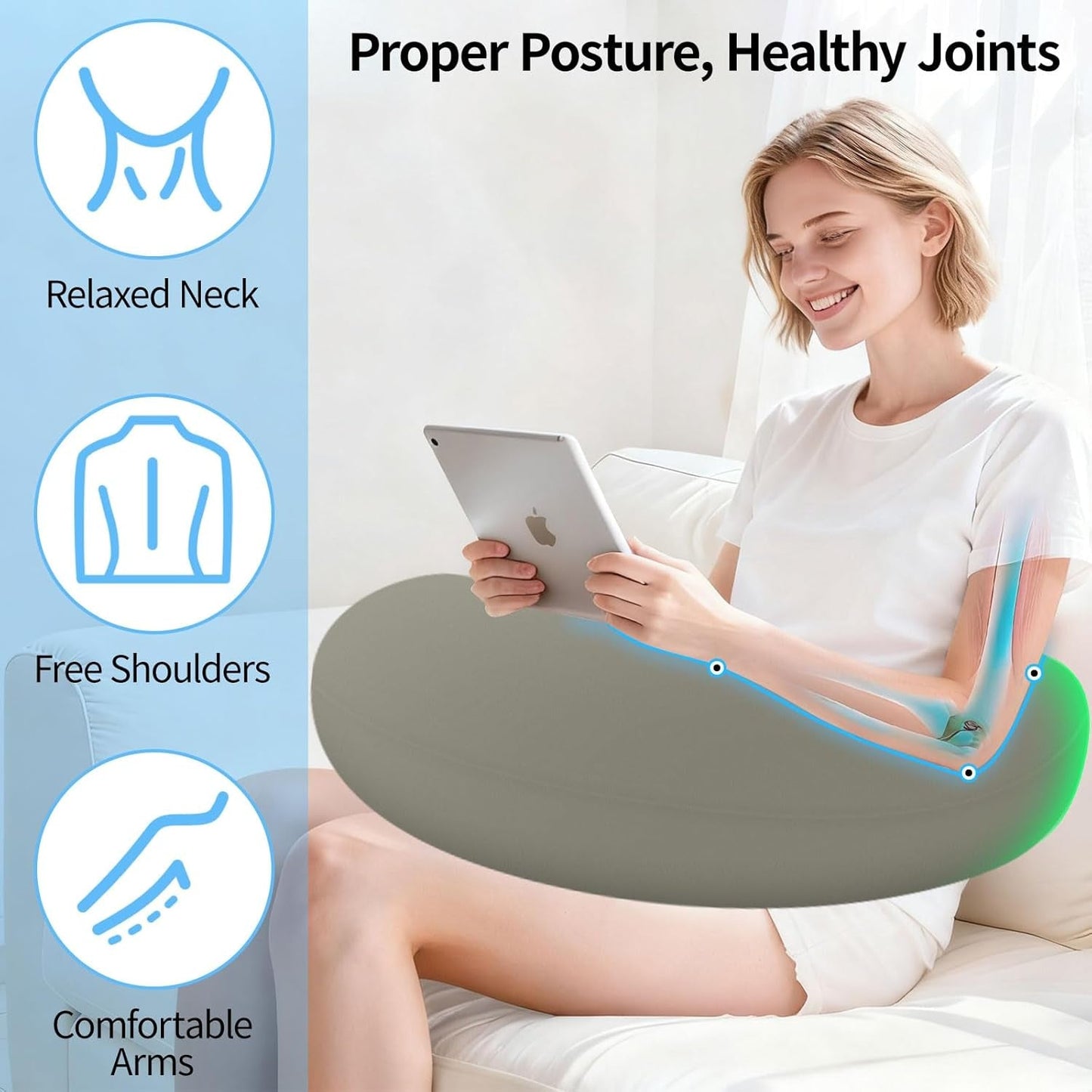 Lesekissen und Gaming-Kissen, tragbares aufblasbares Lesekissen mit Aufbewahrungstasche, ergonomisches Häkelkissen zum Lesen, Spielen, Häkeln und Arbeiten