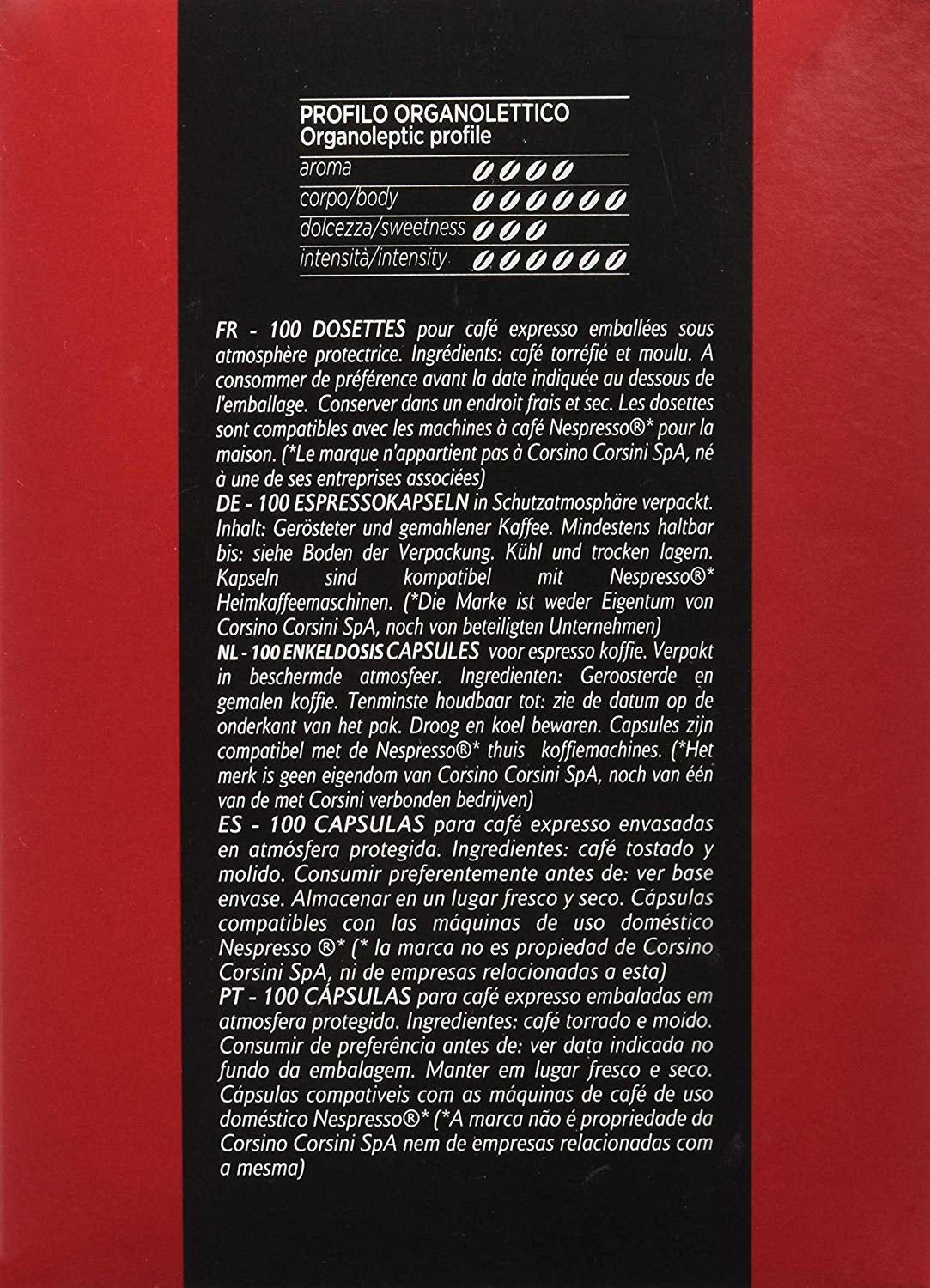 Caffè Corsini - Classico Italiano, Miscela Di Caffè In Nespresso-kompatiblen Kapseln, Gusto Forte E Deciso - Confezione Da 100 Kapseln