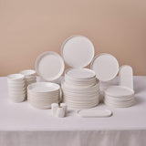 Karaca Stream Bone Bomo 12-Personen-Geschirrset, elegantes quadratisches Teller-Set, elegantes weißes Porzellangeschirr