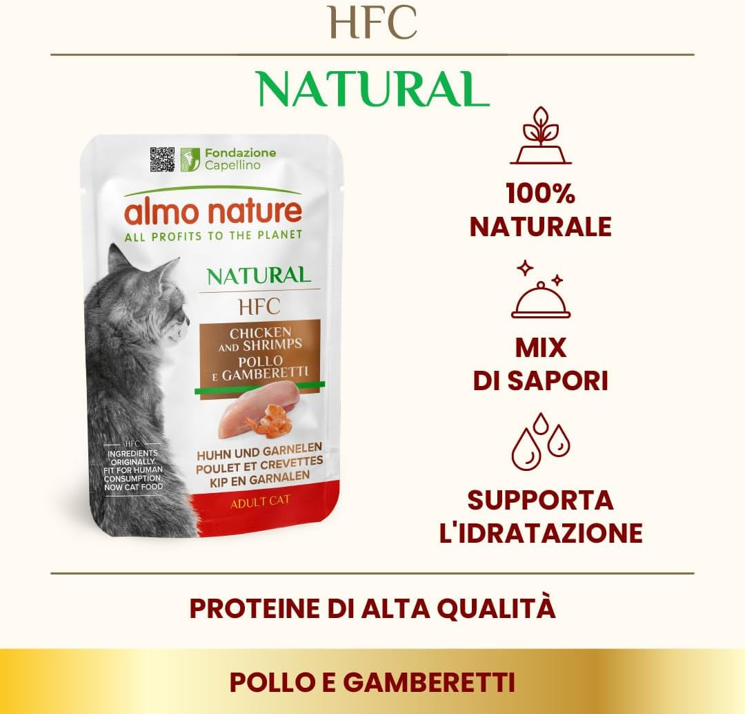 almo nature HFC Natural – Nassfutter für Katzen – mit Huhn – Menschenqualität, glutenfrei, Monoprotein – 55 g, 6er-Pack